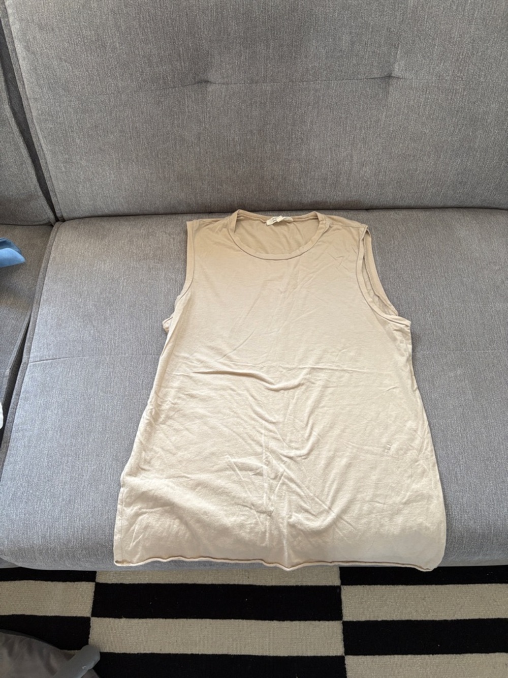 Nili Lotan Sleeveless Crewneck Muscle Tee in Beige